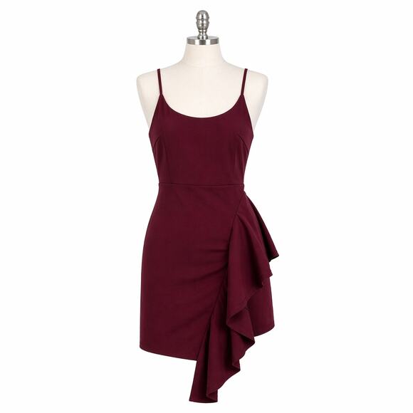 Lulus Dresses & Skirts - Lulus Adelaide Burgundy Ruffle Bodycon Dress - Size L